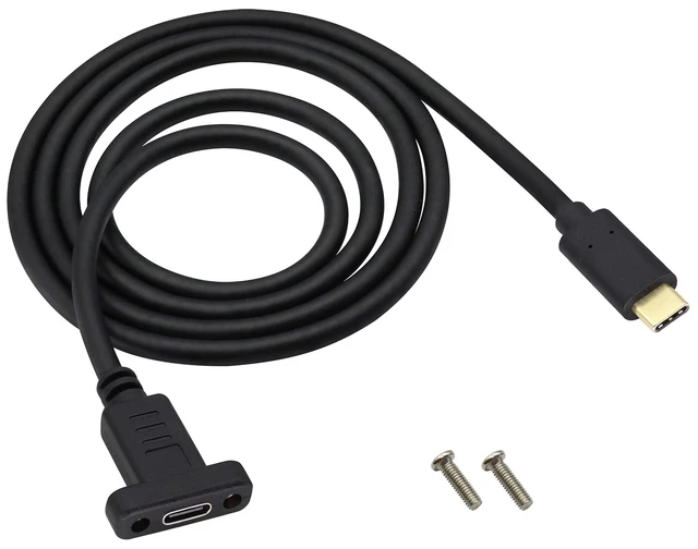 Main image of USB 3.1 Type C Panel Mount Extension Adapter Cable Gen 2 USB Type C 3.1 Female Panel Mount to Male Cable,Supports Charging,Data,Audio,Video Cable for Samsung Note10,MacBook Air(1M/3ft)
