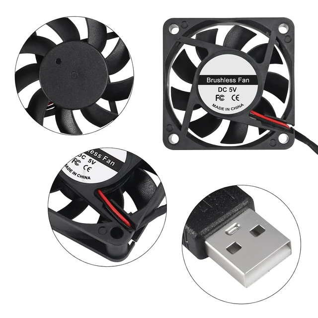 Alt view image 3 of 7 - 2-Pack 60mm x 15mm USB Fan 5V Brushless DC Cooling Fans with Cooling Fan Grill 60mm for PC Computer Case Cooler Raspberry Pi Radiator Ventilation