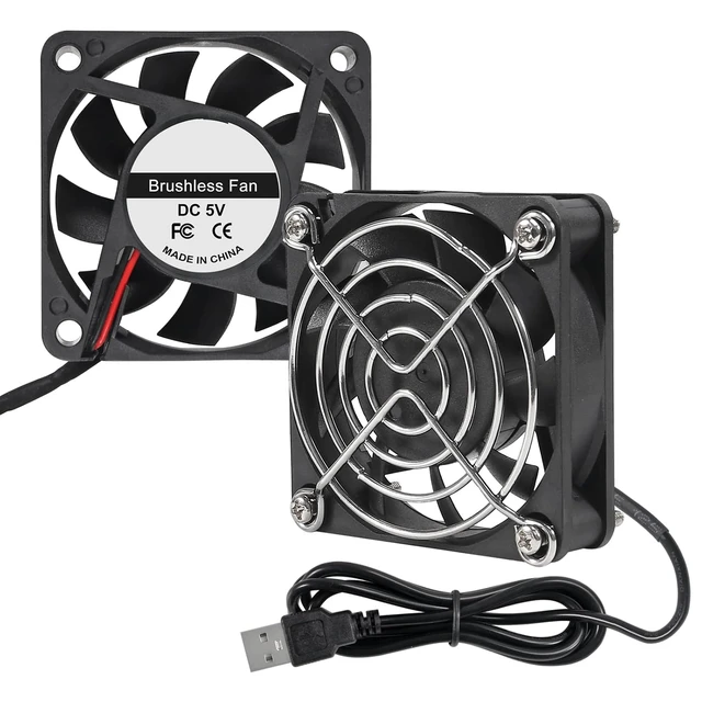 Alt view image 7 of 7 - 2-Pack 60mm x 15mm USB Fan 5V Brushless DC Cooling Fans with Cooling Fan Grill 60mm for PC Computer Case Cooler Raspberry Pi Radiator Ventilation