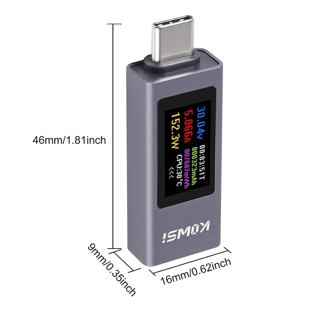 Alt view image 2 of 7 - 1PCS USB C Tester Power Meter, 4-30V 0-12A Type-C PD Tester Digital Multimeter, Voltage and Current Tester Meter Voltmeter, Power Bank Capacity USB Cable Charger Detector (KWS-2302C)
