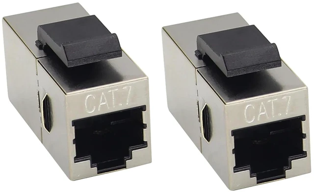 Main image of CAT7 Keystone Jack Ethernet Coupler Cat-7 RJ45 Female to Female Keystone High-Speed Ethernet Coupler Connectivity for Standard Wall Plates & Patch Panels - UTP Inline RJ45 Coupler(2Pack/CAT7)