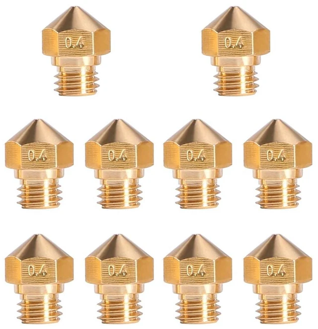 Main image of MK10 Nozzle for 3D Printer M7 Thread Brass Extruder Head Hotend Nozzle 1.75mm Filament (10pcs MK10 0.4mm Nozzles)