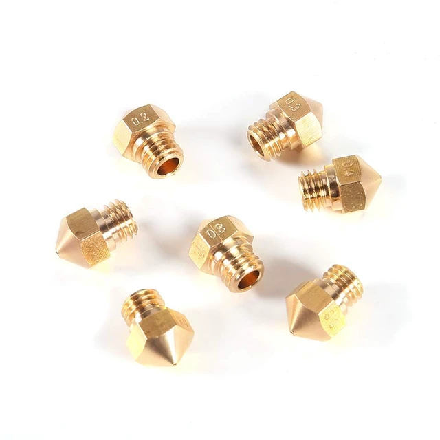 Alt view image 4 of 6 - MK10 Nozzle for 3D Printer M7 Thread Brass Extruder Head Hotend Nozzle 1.75mm Filament (10pcs MK10 0.4mm Nozzles)