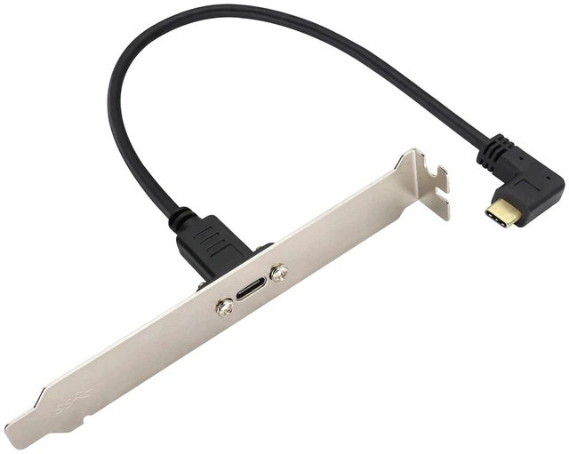 Alt view image 3 of 7 - Right&Left Angled 3.1Type C Cable Gen 2 (3A) 90 Degree USB 3.1 Type C Male to Female Panel Mount Screw Cable,Supports Charging,Data,Audio,Video Cable for Laptop,Tablet,Mobile Phone(0.3M/1ft)