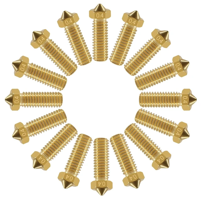 Alt view image 2 of 7 - 16PCS 3D Brass Volcano Nozzle M6 Thread Nozzles 0.2mm,0.3mm,0.4mm,0.5mm,0.6mm,0.8mm,1.0mm M6 Printed Head for 1.75mm Filament 3D Printer Parts Volcano Heater Block J-Head Hotend Extruder