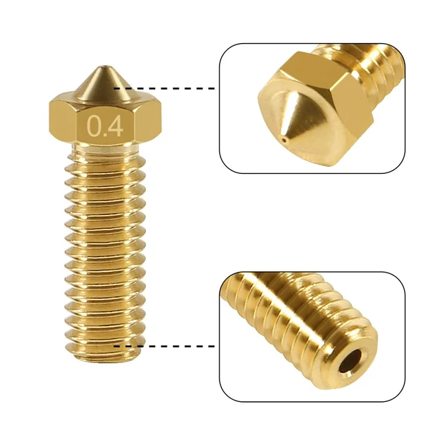 Alt view image 7 of 7 - 16PCS 3D Brass Volcano Nozzle M6 Thread Nozzles 0.2mm,0.3mm,0.4mm,0.5mm,0.6mm,0.8mm,1.0mm M6 Printed Head for 1.75mm Filament 3D Printer Parts Volcano Heater Block J-Head Hotend Extruder