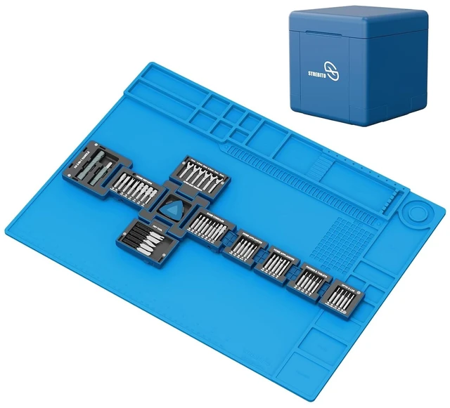 Main image of Soldering Mat and 55 in 1 Precision Screwdriver Set Bundle, Large Silicone Electronics Repair Mat with Magnetic Areas, Compact Small Screwdriver Kit for Computer, Laptop, Phone, Game Console,