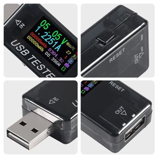 Alt view image 2 of 6 - 8 in 1 USB Tester Voltage and Current Tester 10V 3A Voltmeter Capacity Current Meter Digital Multimeter Current Tester Voltage Detector for Chargers Cables Power Banks