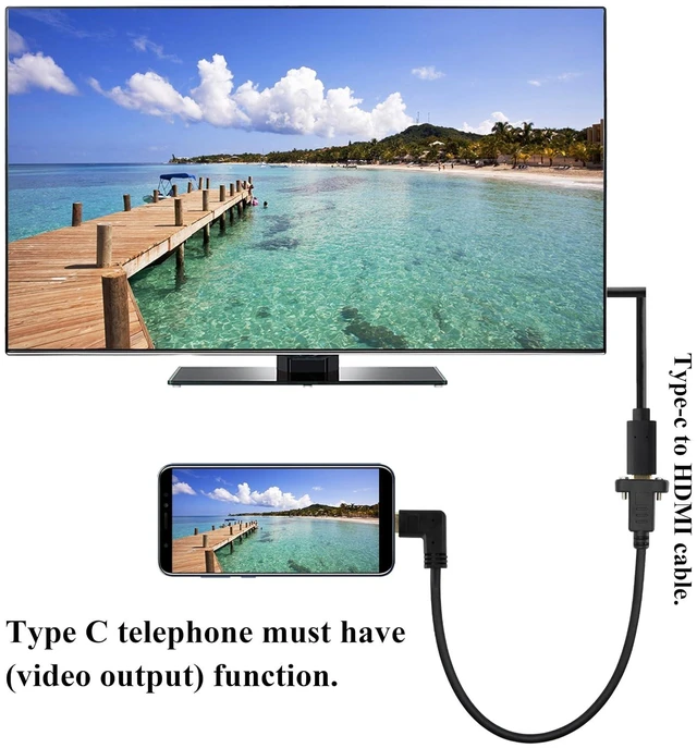Alt view image 6 of 7 - Right&Left Angled 3.1Type C Cable Gen 2 (3A) 90 Degree USB 3.1 Type C Male to Female Panel Mount Screw Cable,Supports Charging,Data,Audio,Video Cable for Laptop,Tablet,Mobile Phone(0.3M/1ft)