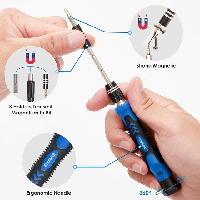 Alt view image 4 of 7 - 142-Piece Electronics Precision Screwdriver with 120 Bits Magnetic Repair Tool Kit for iPhone, MacBook, Computer, Laptop, PC, Tablet, PS4, Xbox, Nintendo, Console Blue&Red