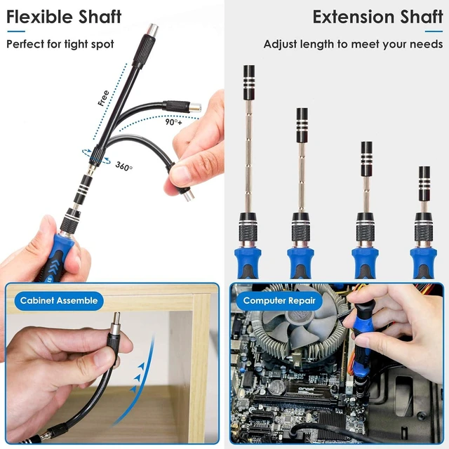 Alt view image 5 of 7 - 142-Piece Electronics Precision Screwdriver with 120 Bits Magnetic Repair Tool Kit for iPhone, MacBook, Computer, Laptop, PC, Tablet, PS4, Xbox, Nintendo, Console Blue&Red