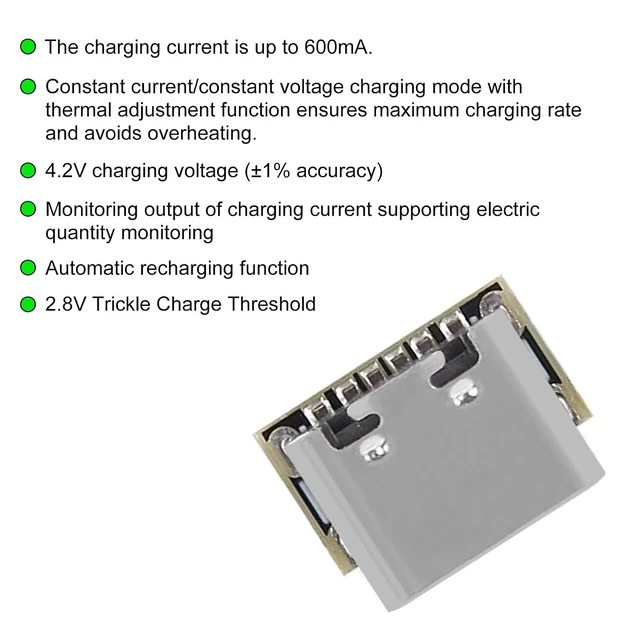 Alt view image 4 of 5 - 10PCS Mini Lithium Battery Charging Board Module 3.7V 4.2V 18650 Lithium Battery Charger Protection Board with Type-C Interface