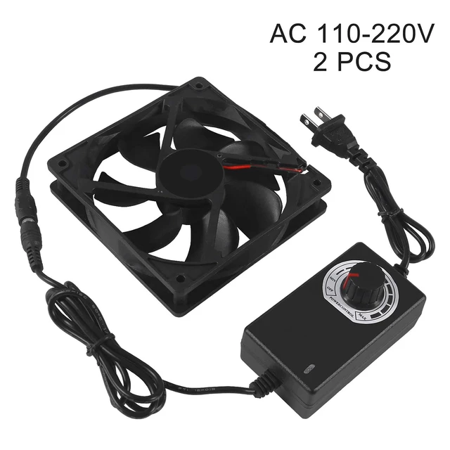 Alt view image 2 of 7 - 2PCS Blower Cooling Fan 120x25mm 110V 220V AC Powered Cooling Fan Dual-Ball Bearings 3 to 12V Speed Controller Fan for Receiver DVR Compatible with PlayStation Xbox Component