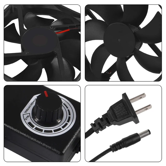 Alt view image 4 of 7 - 2PCS Blower Cooling Fan 120x25mm 110V 220V AC Powered Cooling Fan Dual-Ball Bearings 3 to 12V Speed Controller Fan for Receiver DVR Compatible with PlayStation Xbox Component