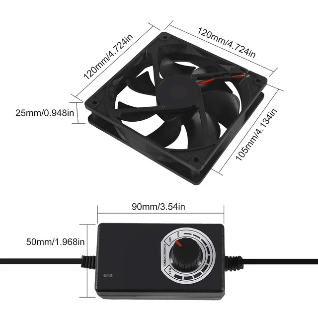 Alt view image 5 of 7 - 2PCS Blower Cooling Fan 120x25mm 110V 220V AC Powered Cooling Fan Dual-Ball Bearings 3 to 12V Speed Controller Fan for Receiver DVR Compatible with PlayStation Xbox Component