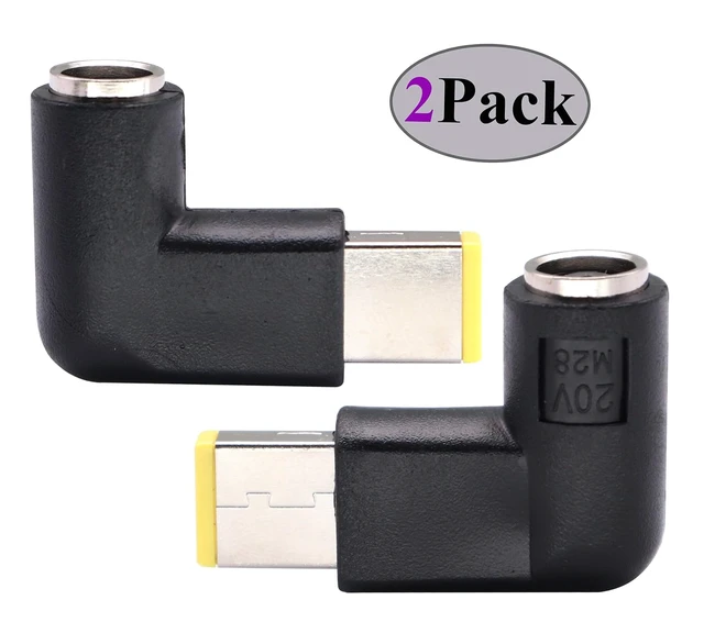 Alt view image 3 of 7 - 90 Degree Tip Adapter Right Angle 7.9mm x 5.5mm to Slim Square tip Power Converter Cable Adapter for Leonvo ThinkPad T440,T540p,X1 Carbon, X240 Dongle Laptop, Standard Power Connector(2 Pack)