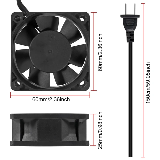 Alt view image 2 of 6 - 1PCS EC Brushless Cooling Fan AC 110V 115V 120V 220V 240V Axial Fan Dual Ball Bearing 60mm x 25mm for DIY Ventilation Exhaust Projects Cooling