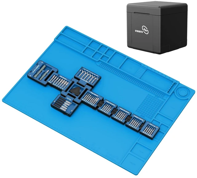 Main image of Soldering Mat and 55 in 1 Small Screwdriver Set Bundle, Large Silicone Electronics Repair Mat with Magnetic Areas, Compact Small Screwdriver Kit for Computer, Laptop, Phone, Game Console,