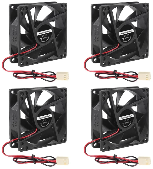 Main image of 4PCS 80mm Fan 12V DC 8025 High Airflow Cooling Fan 2 Wire 3Pin Dual Ball DIY Cooler 12 v Fans for PC Power Supply Electronics Cooling
