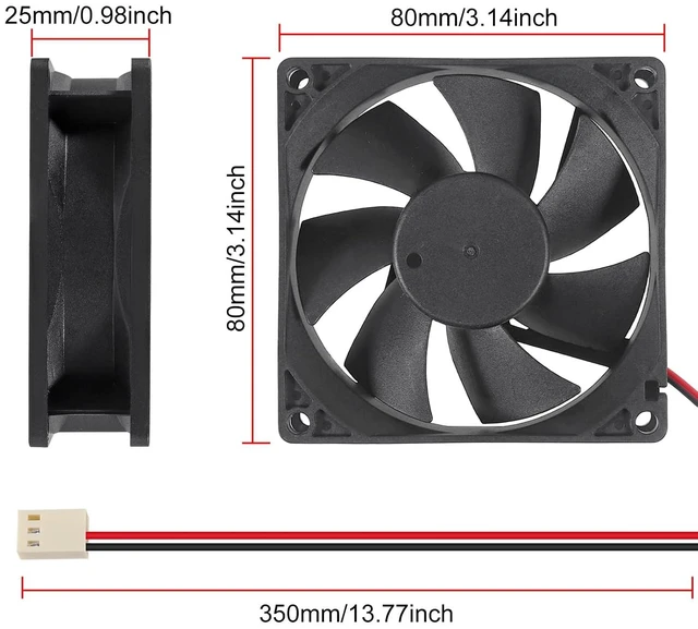 Alt view image 2 of 6 - 4PCS 80mm Fan 12V DC 8025 High Airflow Cooling Fan 2 Wire 3Pin Dual Ball DIY Cooler 12 v Fans for PC Power Supply Electronics Cooling