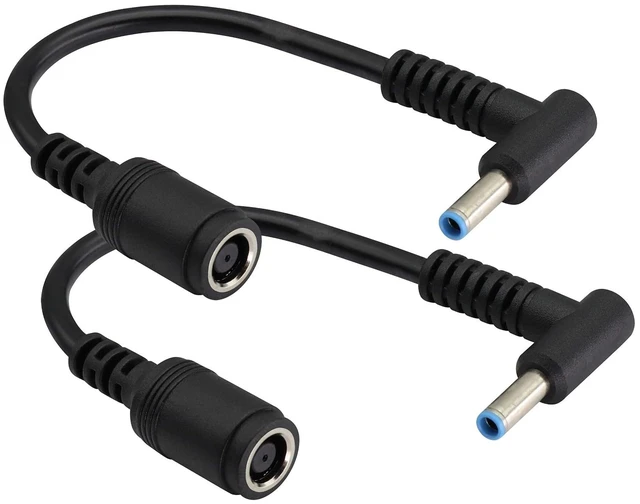 Main image of 90 Degree Tip Laptop Power Cable DC 7.4mm x 5.0mm Female to 4.5mm x3.0mm Male Charging Connector DC Power Converter Cable DC Jack for HP Notebook Adapter Replacement Power Cord(15cm/2Pack)