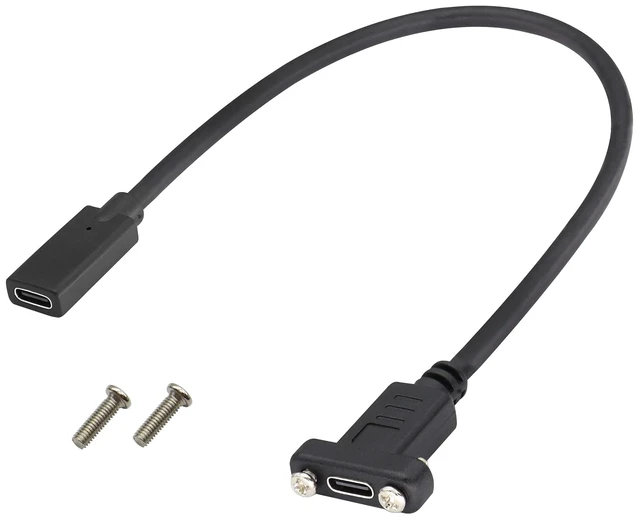 Main image of 3.1Type C to USB C Panel Mount Screw Cable Gen 2 (3A) USB 3.1 Type C Female to Female Panel Mount Cable, Supports Charging,Data,Audio,Video Cable for Laptop,Tablet,Mobile Phone(0.3M/1ft)