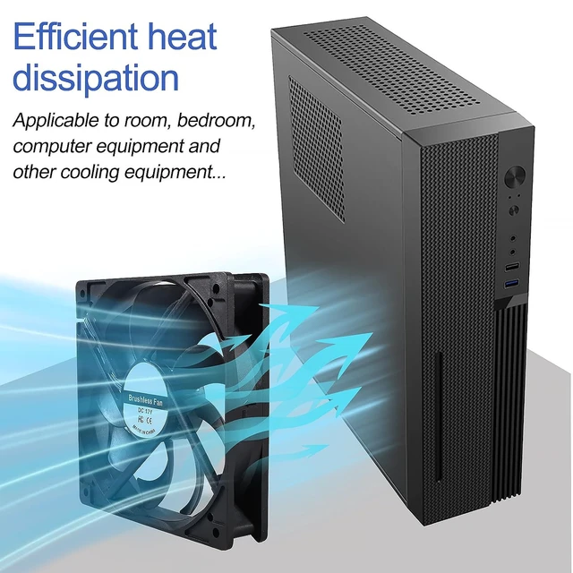 Alt view image 3 of 6 - 4-Pack 120mm 120x120x25mm 12V Black Computer Case Fans High Performance Cooling Low Noise 3-Pin 1400 RPM Quiet Long for Computer PC Case CPU Cooler Radiator Cooling Fan