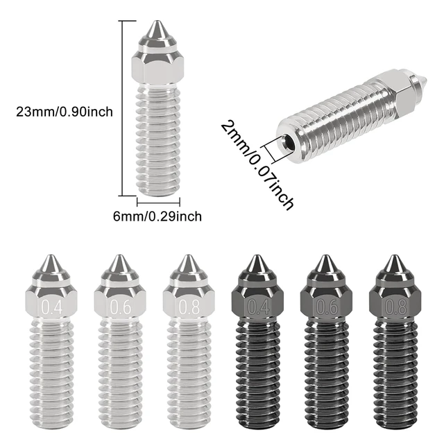 Alt view image 2 of 6 - 12PCS 3D Printer K1 Nozzle Kit 0.4mm,0.6mm, 0.8mm,Copper Alloy Nozzles with Hardened Steel Nozzles 0.4mm 0.6mm 0.8mm Copper Alloy Nozzles for CR-M4 3D Printer K1, K1 MAX