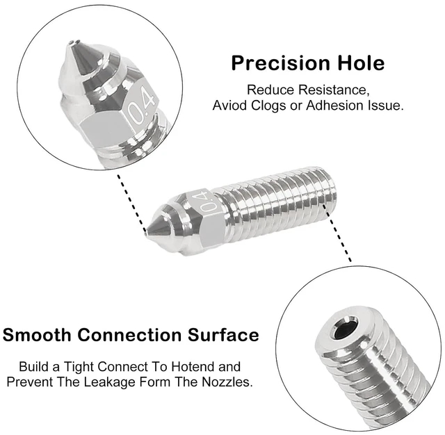 Alt view image 3 of 6 - 10PCS Nickel Plating Copper Alloy Nozzles Kit, 3D Printer High Temperature and Wear Resistance 0.4mm Nozzles Nozzles Kit for K1, K1 Max