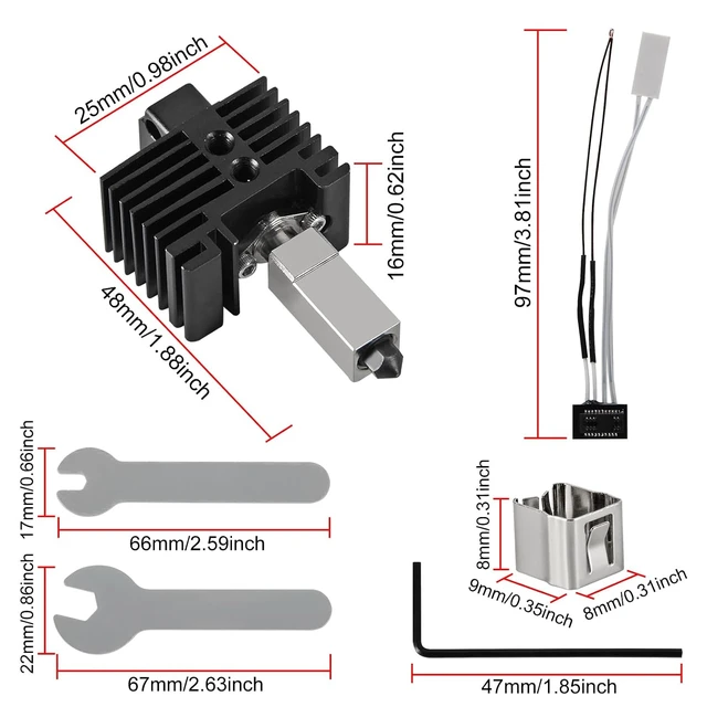 Alt view image 2 of 6 - 0.4mm P1S P1P Hotend Complete Kit,P1P/P1S Hotend Upgraded Integrated 0.4mm Ceramic Assembled Extruder Printhead Kit,3D Printer Hot End Replacement with Ceramic Heater and Thermistor Kit