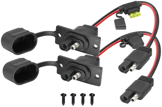 Main image of 12AWG SAE Power Outlet Sidewall Port Adapter Cable with 20A Fuse,SAE Weatherproof Solar Panel Mount Flush Mount Connector Cable for Motorcycle Cars,Camp Trailer Solar Panels.(0.3M/2Pack)