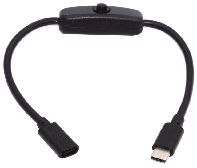 Main image of Male to Female USB Type C USB-C Cable with On Off Power Switch Button for Laptop Keyboard Raspberry Pi 4B