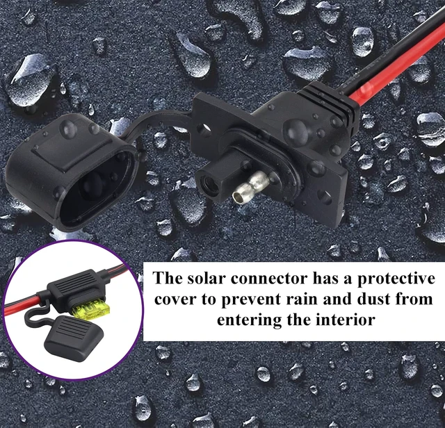 Alt view image 6 of 7 - 12AWG SAE Power Outlet Sidewall Port Adapter Cable with 20A Fuse,SAE Weatherproof Solar Panel Mount Flush Mount Connector Cable for Motorcycle Cars,Camp Trailer Solar Panels.(0.3M/2Pack)