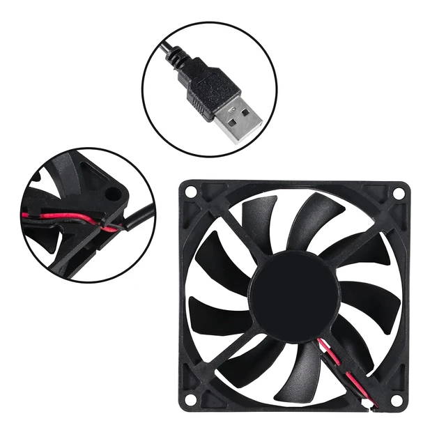 Alt view image 4 of 7 - 4Pcs DC 80mm 5V USB Fan 3D Printer 80x80x15 5V USB Brushless Cooling Fan for 3D Printer PC CPU Computer Case Fan Cooler