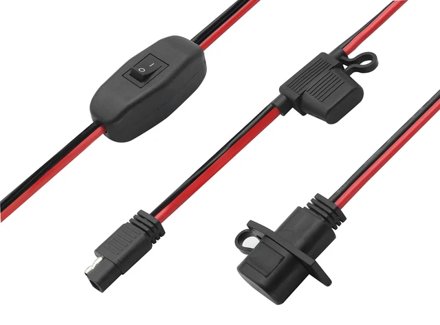 Alt view image 4 of 7 - SAE to SAE Solar Power Outlet Sidewall Port Cable,12AWG Weatherproof SAE Quick Connect Solar Panel Mount Universal Recessed with 20A Fuse Cable for Generator Battery Charger(1.5M/5ft-1Pack)
