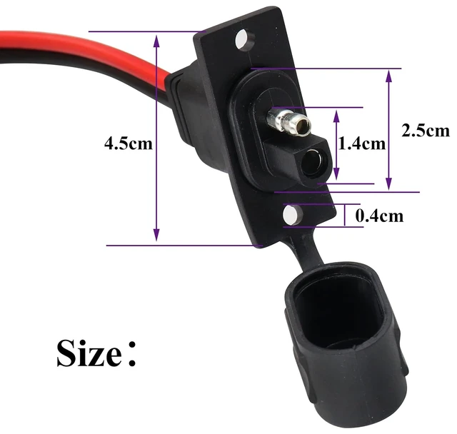 Alt view image 5 of 7 - SAE to SAE Solar Power Outlet Sidewall Port Cable,12AWG Weatherproof SAE Quick Connect Solar Panel Mount Universal Recessed with 20A Fuse Cable for Generator Battery Charger(1.5M/5ft-1Pack)