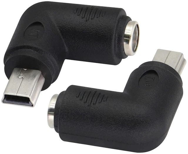 Alt view image 4 of 7 - 90° USB Right Angle Mini USB Male to DC 5.5x2.1mm Barrel Power Connector 5V Charger (2Pack)