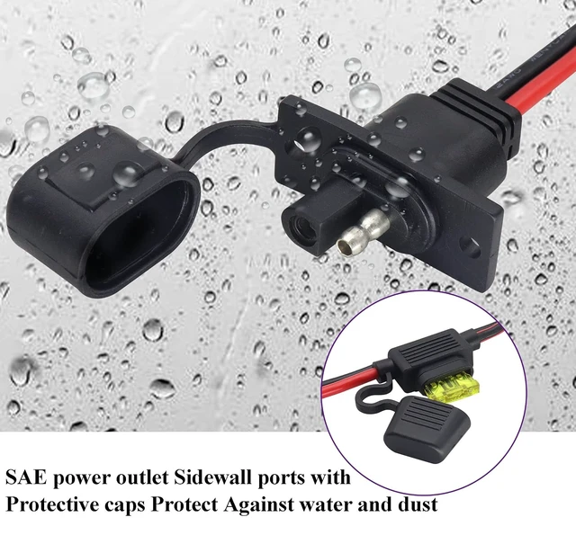 Alt view image 6 of 7 - SAE to SAE Solar Power Outlet Sidewall Port Cable,12AWG Weatherproof SAE Quick Connect Solar Panel Mount Universal Recessed with 20A Fuse Cable for Generator Battery Charger(1.5M/5ft-1Pack)