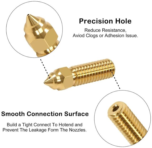 Alt view image 3 of 7 - 12PCS Brass 3D Printer K1 Nozzle Kit 0.2mm,0.4mm, 0.6mm, 0.8mm, 1.0mm for CR-M4 3D Printer K1, K1 MAX