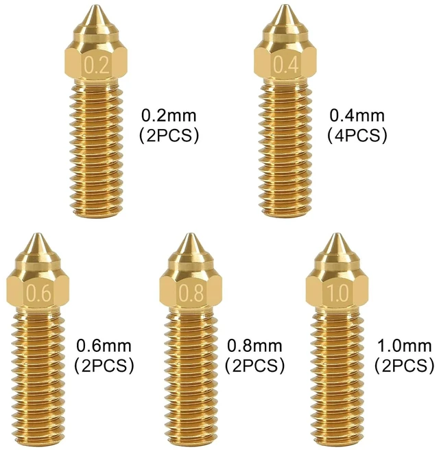 Alt view image 4 of 7 - 12PCS Brass 3D Printer K1 Nozzle Kit 0.2mm,0.4mm, 0.6mm, 0.8mm, 1.0mm for CR-M4 3D Printer K1, K1 MAX
