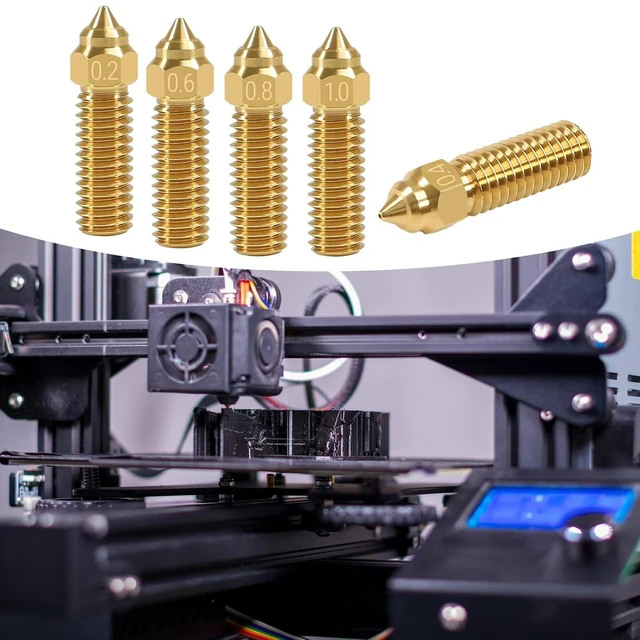 Alt view image 5 of 7 - 12PCS Brass 3D Printer K1 Nozzle Kit 0.2mm,0.4mm, 0.6mm, 0.8mm, 1.0mm for CR-M4 3D Printer K1, K1 MAX