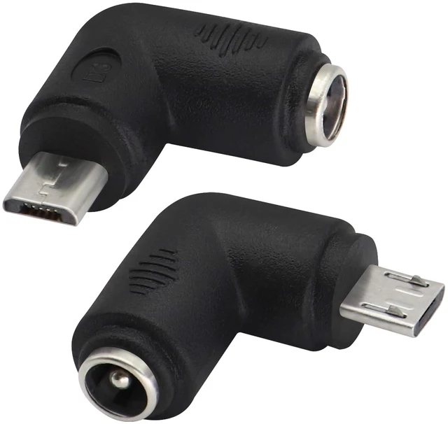 Main image of 90 Degree Micro DC Power Adapter 90 Degree DC5.5x2.1mm to Micro USB 5V DC Power Supply Charging Connector for Cellphone, Tablet,MP3 and Micro USB Device.(2Pack/Micro)