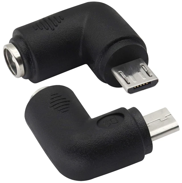 Alt view image 4 of 7 - 90 Degree Micro DC Power Adapter 90 Degree DC5.5x2.1mm to Micro USB 5V DC Power Supply Charging Connector for Cellphone, Tablet,MP3 and Micro USB Device.(2Pack/Micro)