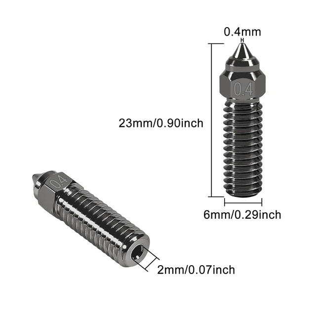 Alt view image 2 of 6 - 10PCS 3D Printer Hardened Steel Nozzles 0.4mm, High-Speed Printing and High Flow Extruder Nozzles for K1, K1 Max, CR-M4, CR-10 SE 3D Printers