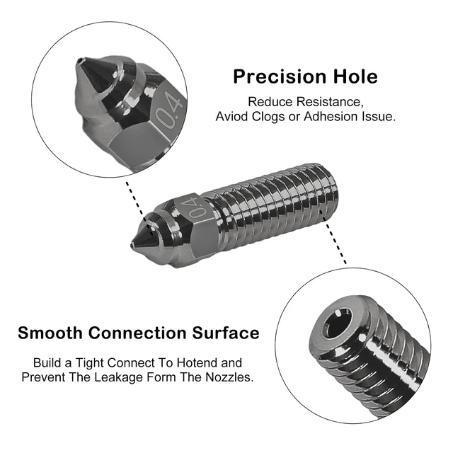 Alt view image 3 of 6 - 10PCS 3D Printer Hardened Steel Nozzles 0.4mm, High-Speed Printing and High Flow Extruder Nozzles for K1, K1 Max, CR-M4, CR-10 SE 3D Printers