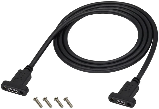 Main image of USB C 3.1 to USB C Screw Hole Cable Gen 2 USB Type C 3.1 Female Cable with Dual Panel Mount Screw Hole Supports Charging,Data,Audio,Video Cable for Samsung Note10,MacBook Air(1M/3ft)