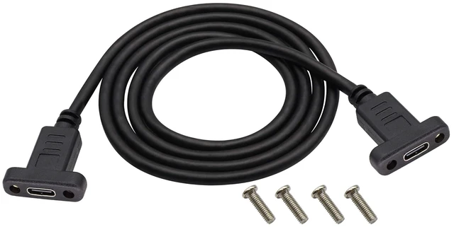 Alt view image 4 of 7 - USB C 3.1 to USB C Screw Hole Cable Gen 2 USB Type C 3.1 Female Cable with Dual Panel Mount Screw Hole Supports Charging,Data,Audio,Video Cable for Samsung Note10,MacBook Air(1M/3ft)