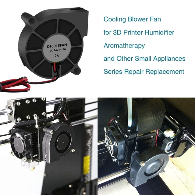 Alt view image 5 of 5 - 4PCS 3D Printer Blower Fan 5015 DC 24V Brushless Cooling Fan Oil Bearing 50x50x15mm Fan with 2 Pin Terminal for Humidifier Aromatherapy Repair Replacement Hotend Extruder Heatsinks(24V 0.1A)