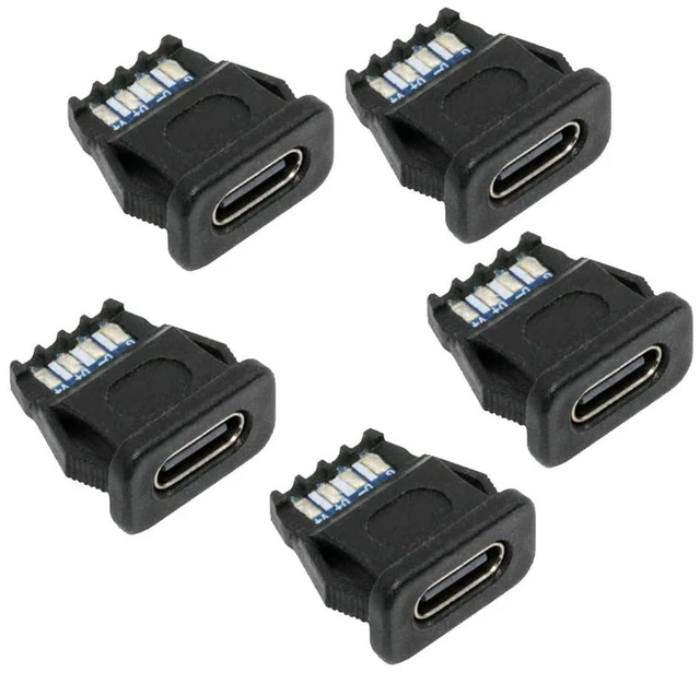 Main image of 5pcs/Set DC Power 5V/20V DIY OEM Type C Female Socket Connector to 6Pin PCBA Pinout PD IP67Rectangle Latch Mount Type