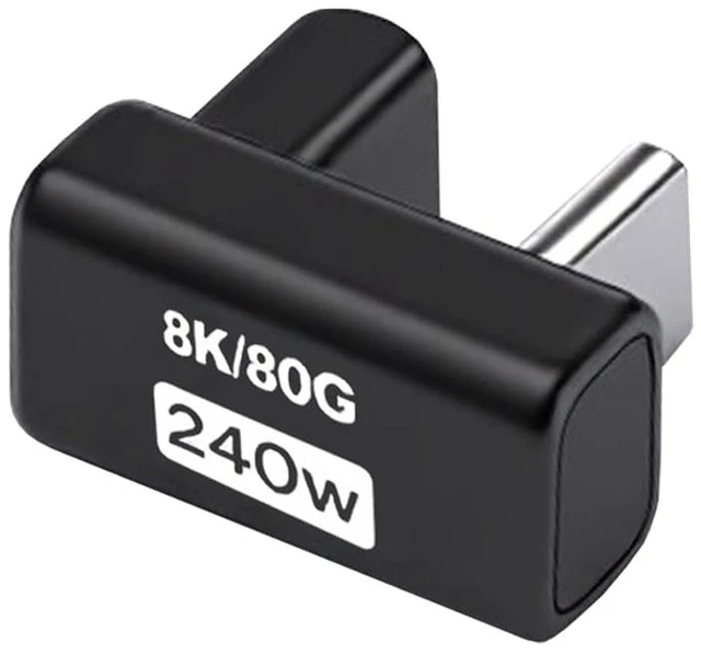Main image of 240W 80Gbps USB5.0 Male to Female Extension Opposite U Shape Back Angled Adapter with 16K 8K 5K Compatible with USB4.0 Thunderbolt3/4/5